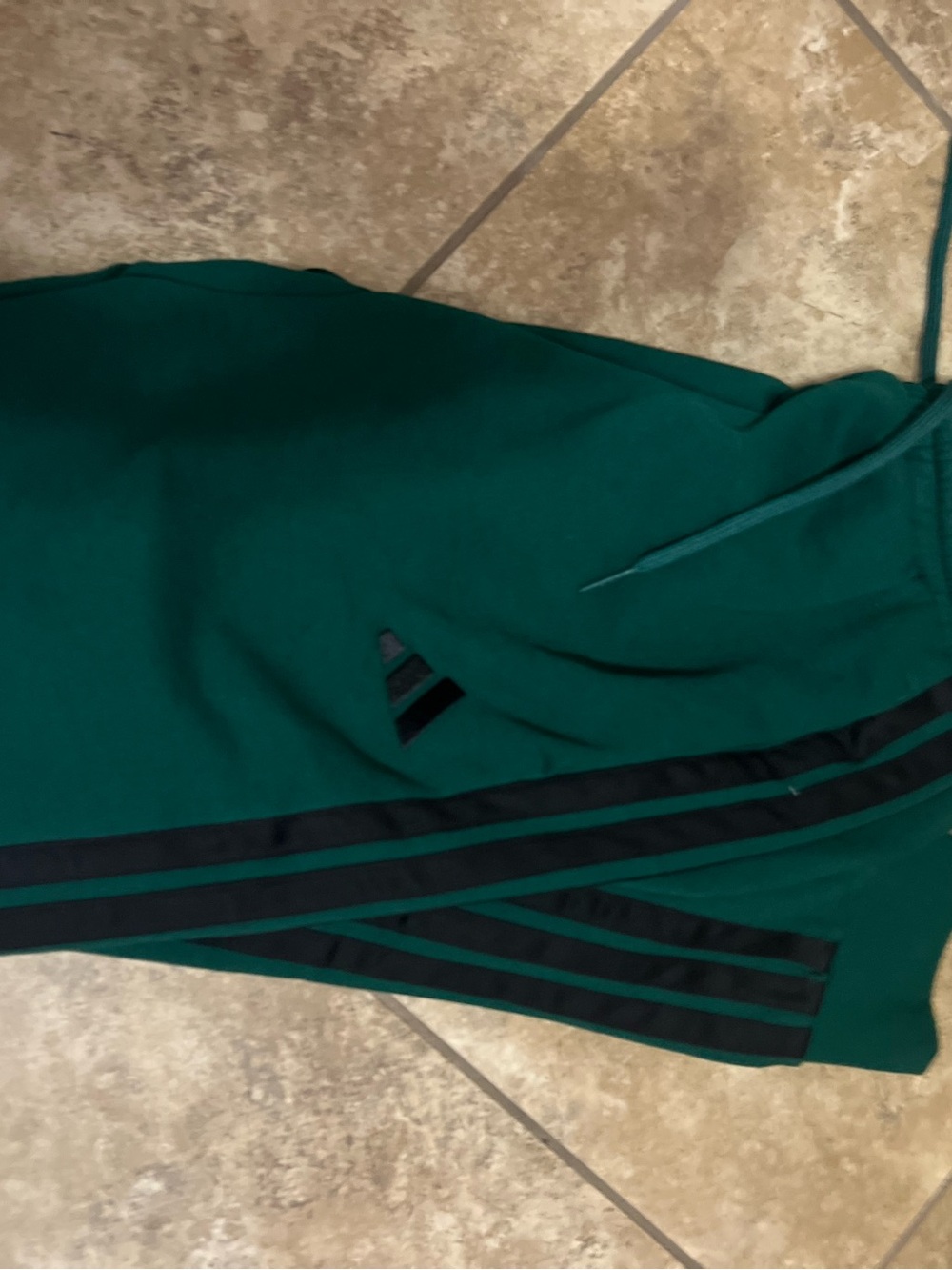Men's Green Athletic Shorts with Black Stripe Accents